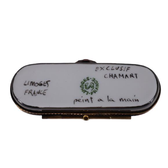 Vintage Limoges Chamart Exclusif Hand-Painted Porcelain Trinket Box–Fruit Basket - Picture 7 of 7